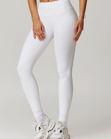 ZASUWA Female Ribbed High-waisted Hip-lift Quick Dry Elastic Tight Leggings