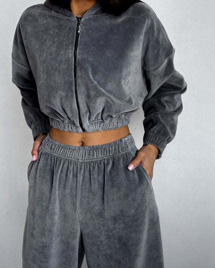 ZASUWA Female Coral Fleece Casual with Hat Tracksuit