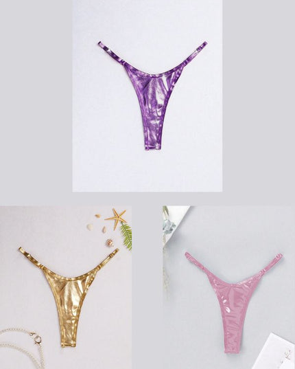 ZASUWA Female Glossy PU T-back Panties