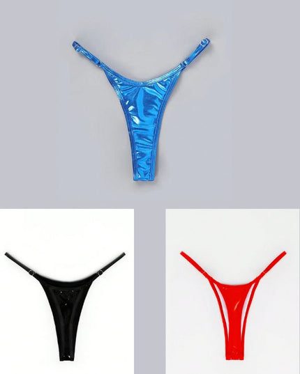 ZASUWA Female Glossy PU T-back Panties