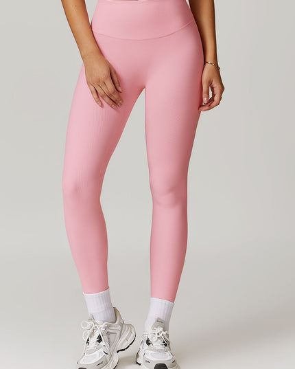 ZASUWA Female Ribbed High-waisted Hip-lift Quick Dry Elastic Tight Leggings