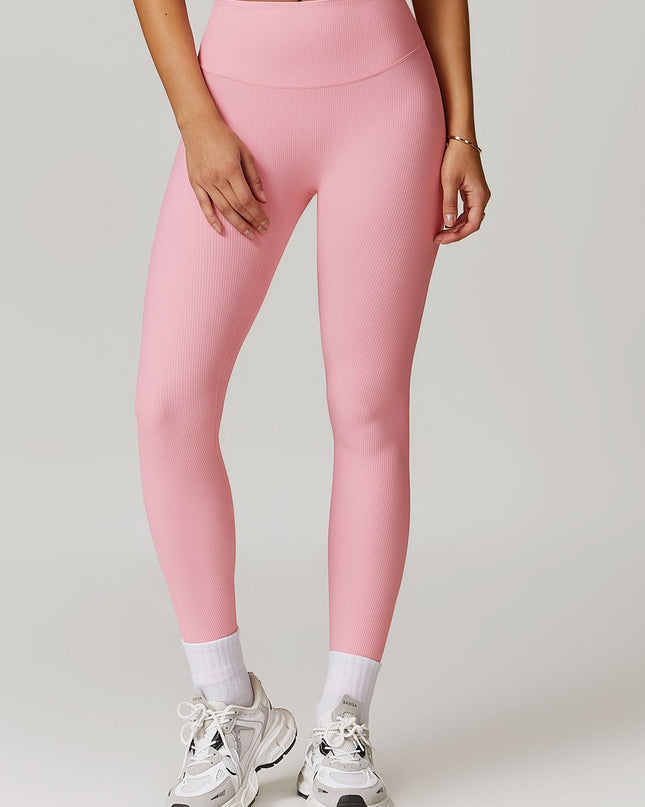 ZASUWA Female Ribbed High-waisted Hip-lift Quick Dry Elastic Tight Leggings