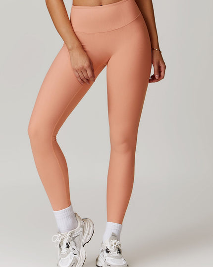 ZASUWA Female Ribbed High-waisted Hip-lift Quick Dry Elastic Tight Leggings