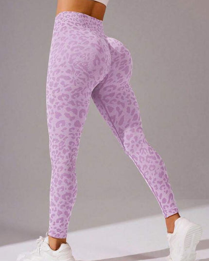 ZASUWA Female Leopard Print Elastic Tight Scrunch Bum Leggings