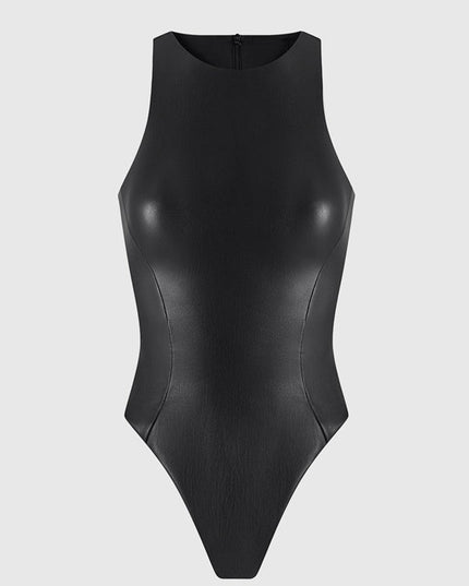 ZASUWA Female Fashion Faux Leather Bodysuit