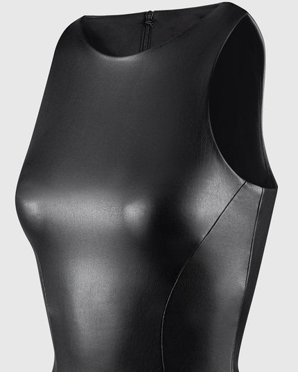 ZASUWA Female Fashion Faux Leather Bodysuit