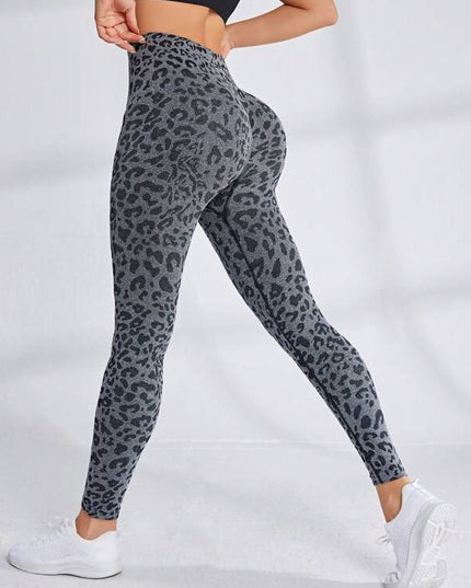 ZASUWA Female Leopard Print Elastic Tight Scrunch Bum Leggings