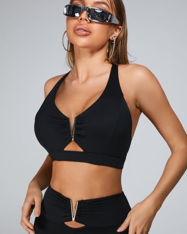ZASUWA Female Cutout V Shape Metal Sports Bras