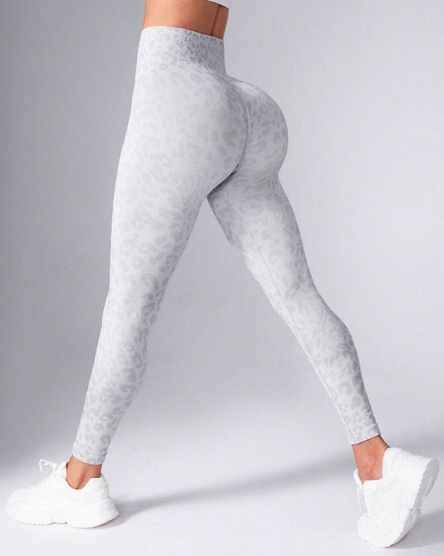 ZASUWA Female Leopard Print Elastic Tight Scrunch Bum Leggings