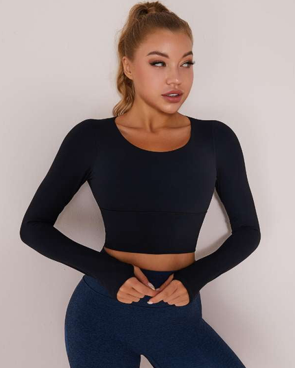 ZASUWA Female Nude Stretch Tight Sports Yoga Long Sleeves