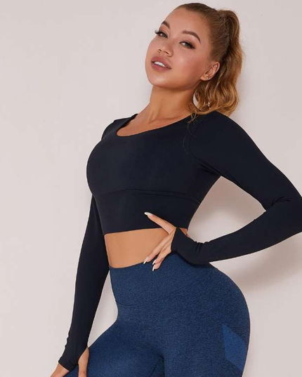 ZASUWA Female Nude Stretch Tight Sports Yoga Long Sleeves