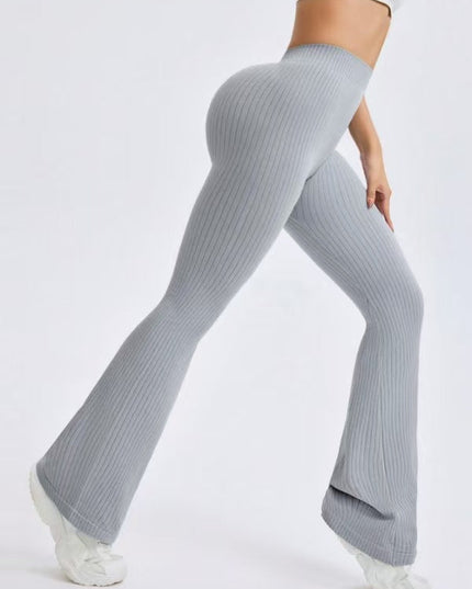 ZASUWA Female Ribbed Deep V Back Flare Scrunch Bum Leggings