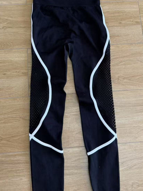 ZASUWA Female Super Sexy Fishnet Contrast Color Stripes Leggings