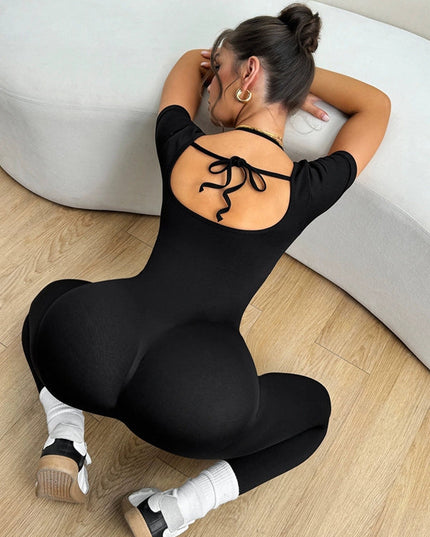 ZASUWA Female Halter Lace-up Backless Jumpsuit