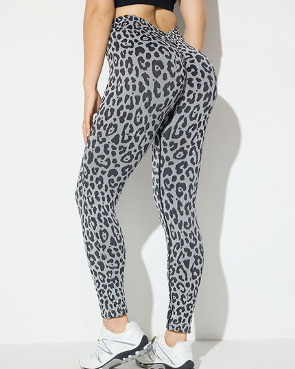 ZASUWA Female Deep V Back Leopard Print Leggings