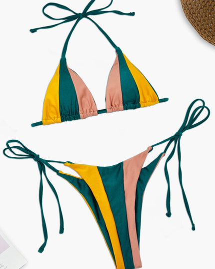 ❤ZASUWA Female Sexy Rainbow Contrast Color Bikini Set