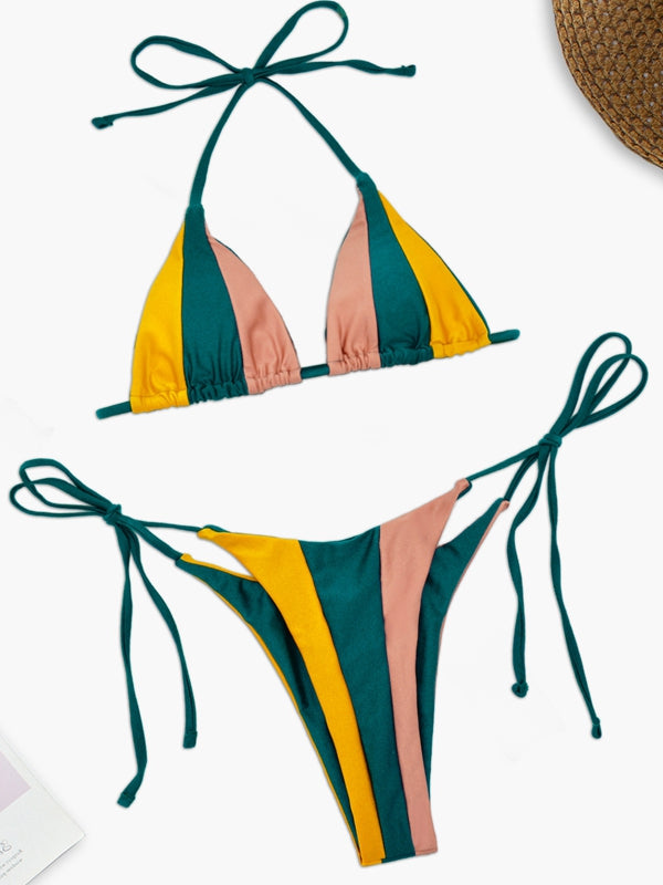 ❤ZASUWA Female Sexy Rainbow Contrast Color Bikini Set