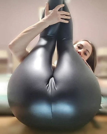 ZASUWA Female PU Faux Leather Fleece Elastic Tight Leggings