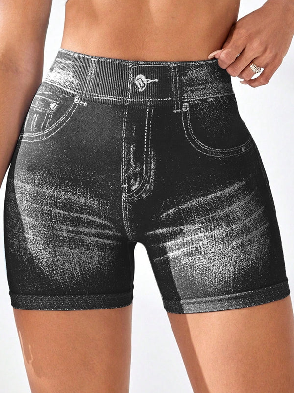 ZASUWA Female Deep V Back Denim Scrunch Bum Shorts