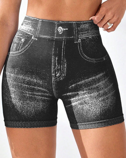 ZASUWA Female Deep V Back Denim Scrunch Bum Leggings