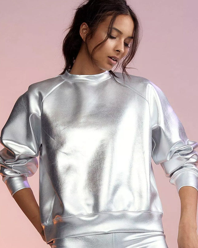 ZASUWA Female Glossy Faux Leather Hoodies