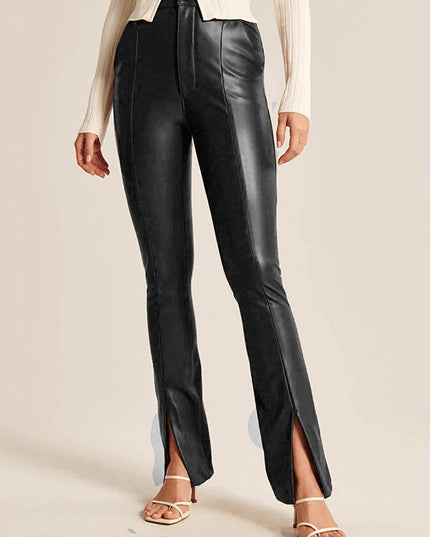 ZASUWA Female Faux Leather Split Pocket Leggings