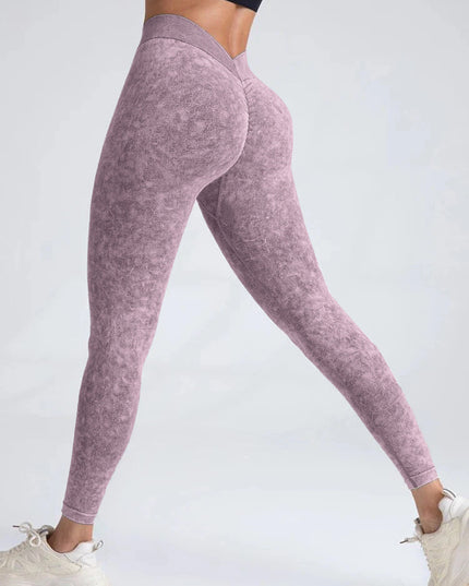 ZASUWA Female Denim Deep V Back Scrunch Bum Leggings