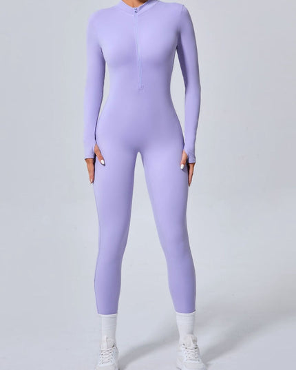 ZASUWA Female Zipper Thumbhole Hip-lift Jumpsuit