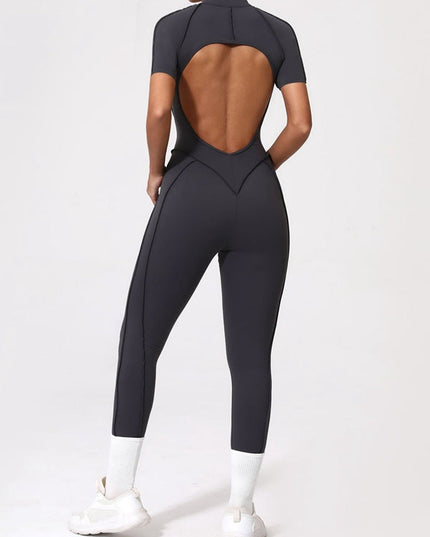 ZASUWA Female Sexy Backless Zipper Scrunch Bum Jumpsuit