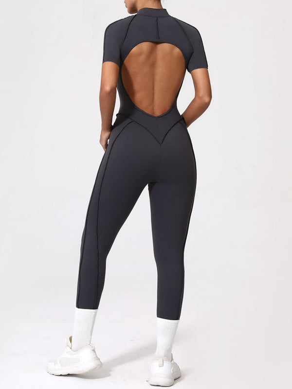 ZASUWA Female Sexy Backless Zipper Scrunch Bum Jumpsuit