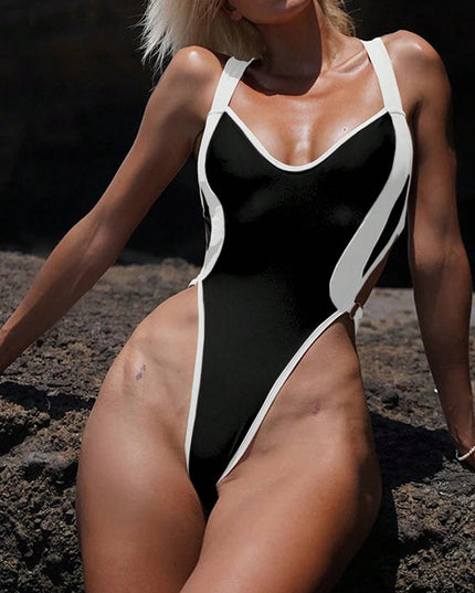 ZASUWA Female Contrast Color Cross Back One Piece