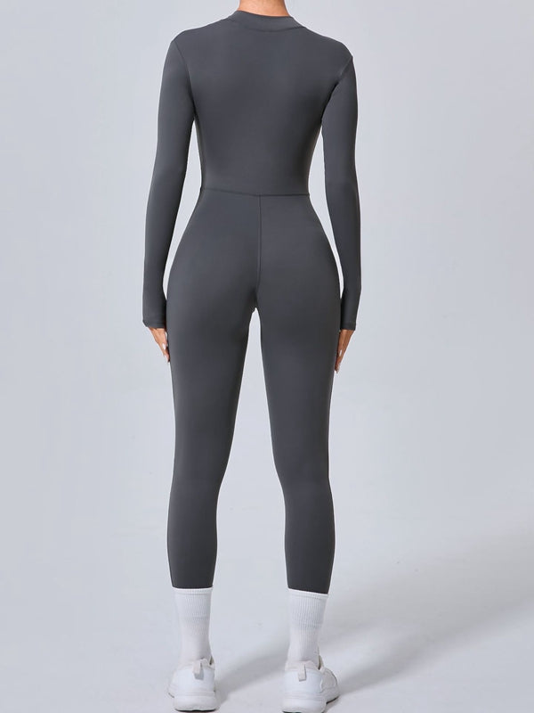 ZASUWA Female Zipper Thumbhole Hip-lift Jumpsuit