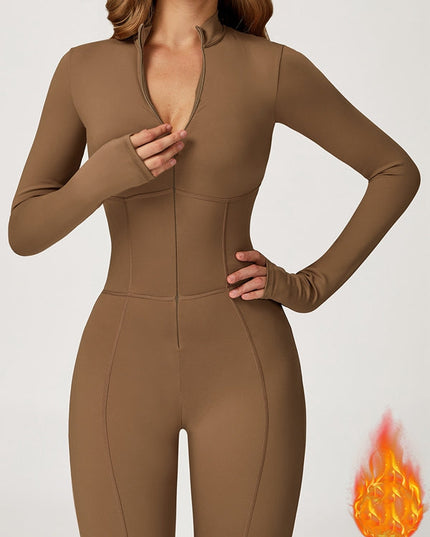 ZASUWA Female Sexy Zipper Corset Fleece Jumpsuit