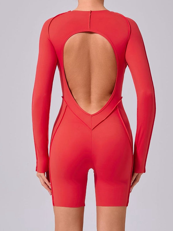 ZASUWA Female Heart Backless Long Sleeve Romper