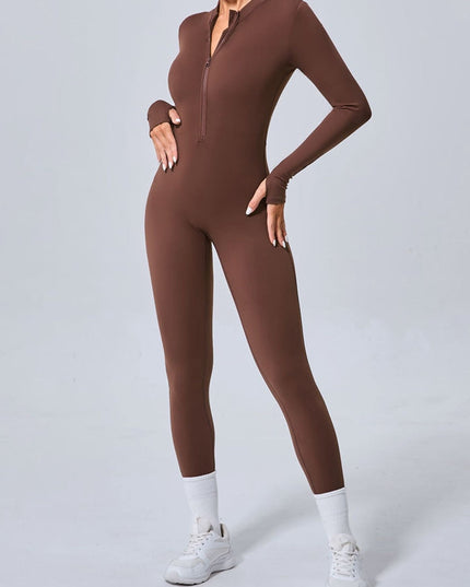 ZASUWA Female Zipper Thumbhole Hip-lift Jumpsuit