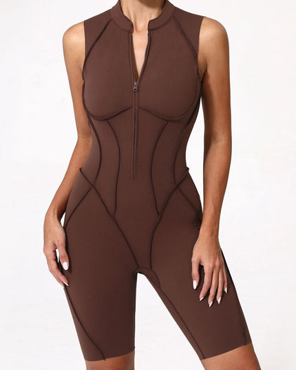 ZASUWA Female Sexy Backless Zipper Quick-dry Romper