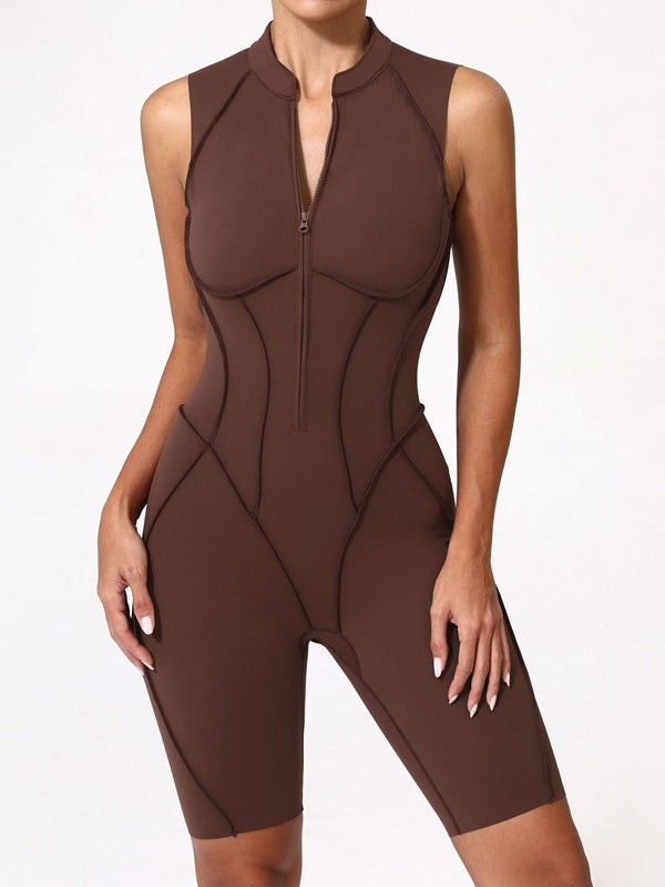 ZASUWA Female Sexy Backless Zipper Quick-dry Romper