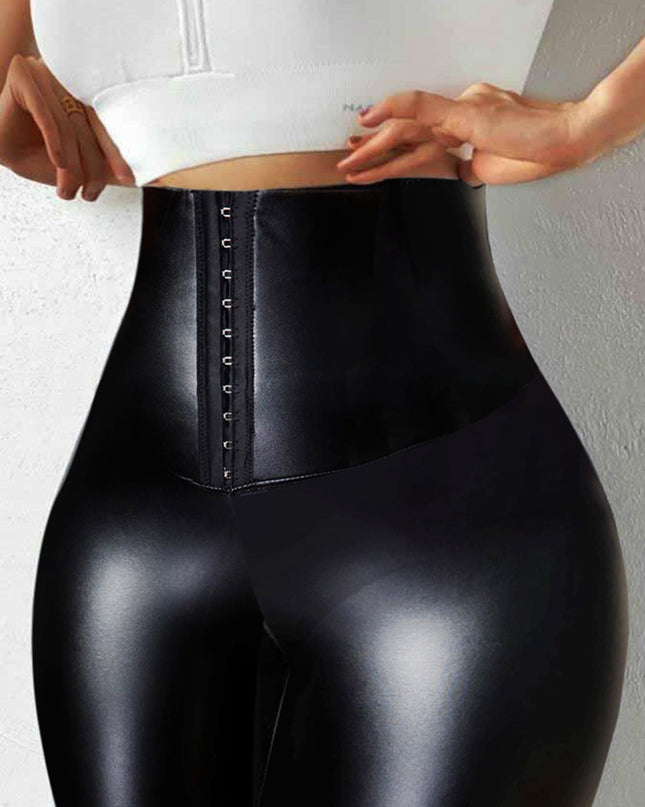 ZASUWA Female Faux Leather Corset Leggings