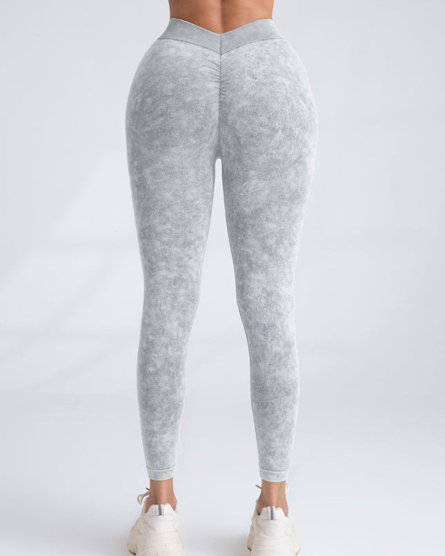 ZASUWA Female Denim Deep V Back Scrunch Bum Leggings