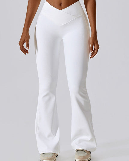 ZASUWA Female Ribbed V-shape Waist Flare Pants