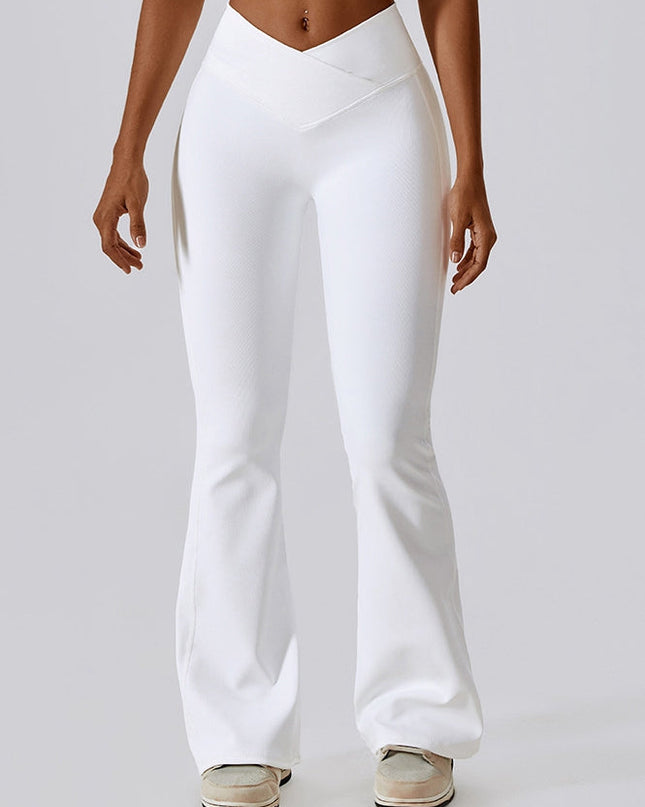 ZASUWA Female Ribbed V-shape Waist Flare Pants