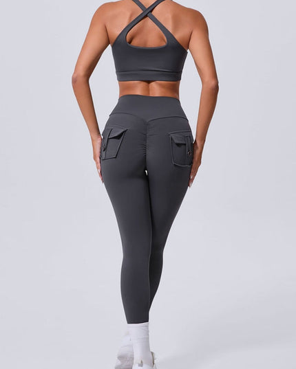 ZASUWA Female Pocket Cutout Cross Back Scrunch Bum Tracksuit