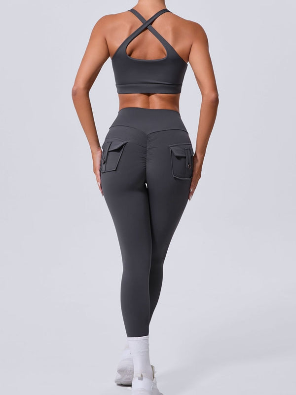 ZASUWA Female Pocket Cutout Cross Back Scrunch Bum Tracksuit