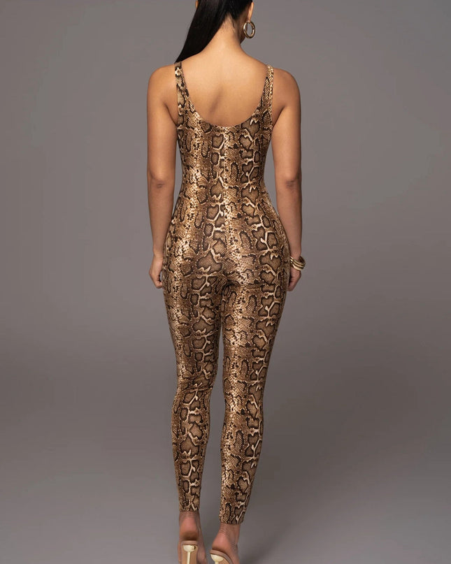 🖤ZASUWA Female Leopard Print U Collar Jumpsuit