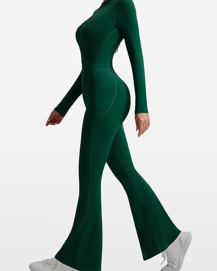 ZASUWA Female Pocket Zipper Flare Jumpsuit