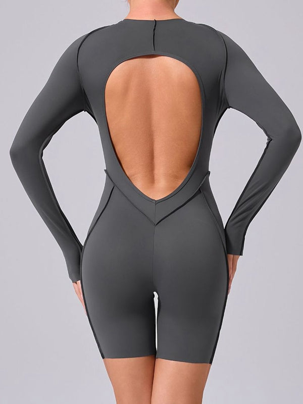 ZASUWA Female Heart Backless Long Sleeve Romper