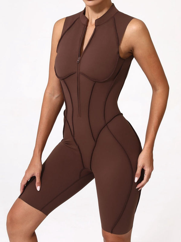 ZASUWA Female Sexy Backless Zipper Quick-dry Romper
