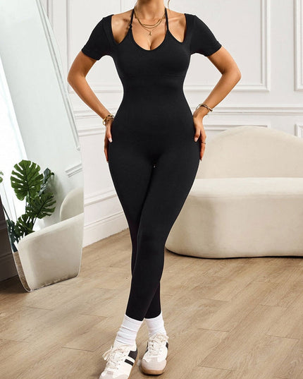 ZASUWA Female Halter Lace-up Backless Jumpsuit