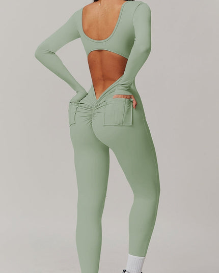 ZASUWA Female Sexy Cutout Pocket Booty Cargo Jumpsuit