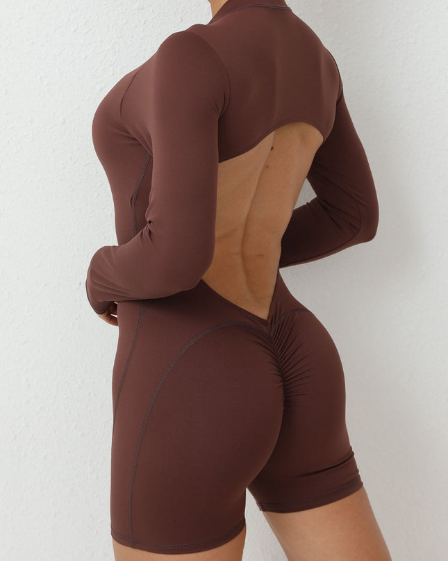 ZASUWA Female Zipper Backless Scrunch Bum With Pads Romper